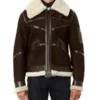 50 Cent Brown Shearling Suede Leather Jacket on sale