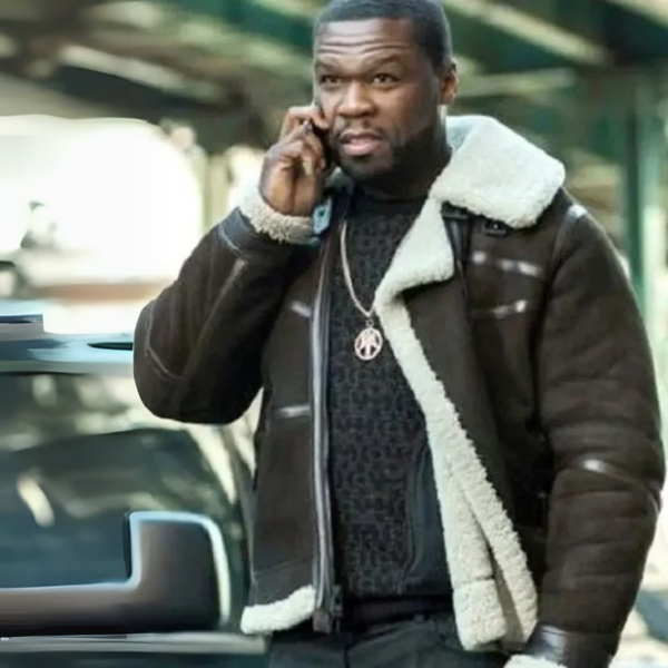 50 Cent Brown Shearling Suede Leather Jacket best winter jacket