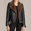 Adah Black Shearling Leather Jacket For Women on sale