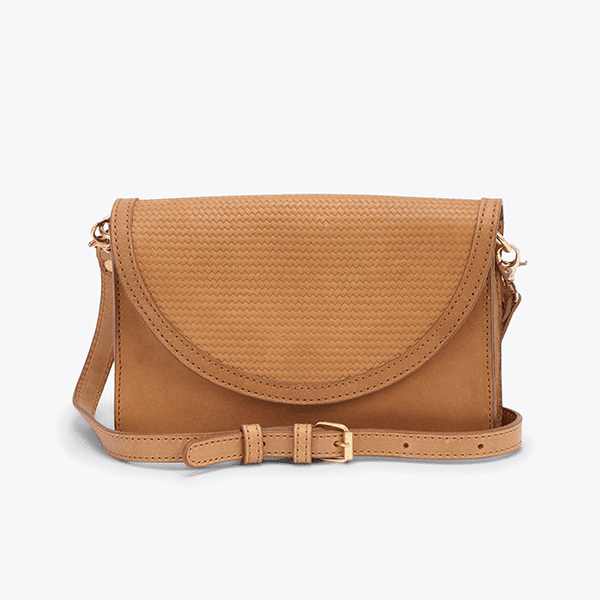 Women's Almond Leather Crossbody Purse best sale