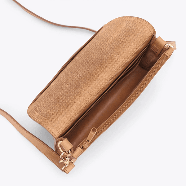 Women's Almond Leather Crossbody Purse get now