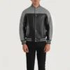 grey Varsity Leather Jacket For Men