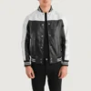 Terrance Black and Red Varsity Leather Jacket For Men front side