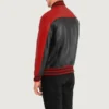 Terrance Black and Red Varsity Leather Jacket For Men backside