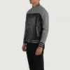 Terrance Black and Red Varsity Leather Jacket For Men get now