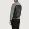 Terrance Black and grey Varsity Leather Jacket For Men