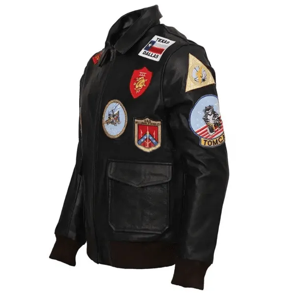 Tom Cruise Black Flight Bomber Leather Jacket From Top Gun buy now