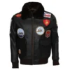 Tom Cruise Black Flight Bomber Leather Jacket From Top Gun on sale